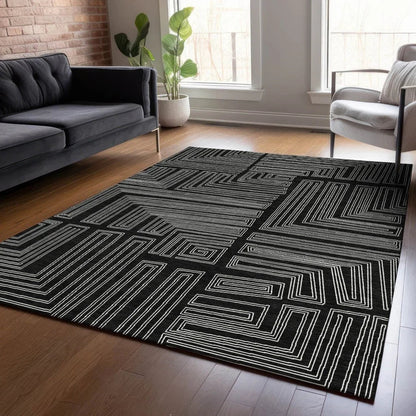 Clayra Black Washable Indoor-Outdoor Rug-Outdoor Rugs-LOOMLAN Rugs-LOOMLAN