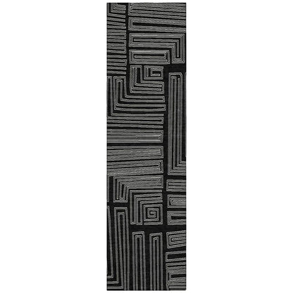 Clayra Black Washable Indoor-Outdoor Rug-Outdoor Rugs-LOOMLAN Rugs-2'3" x 7'6"-LOOMLAN