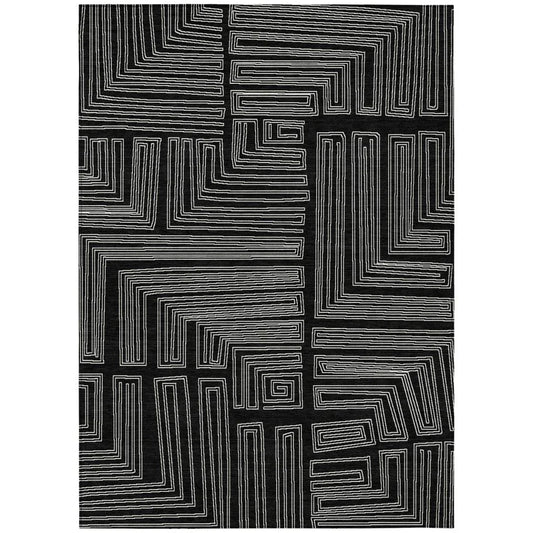 Clayra Black Washable Indoor-Outdoor Rug-Outdoor Rugs-LOOMLAN Rugs-2'6" x 3'10"-LOOMLAN