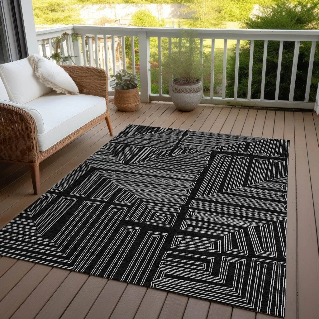 Clayra Black Washable Indoor-Outdoor Rug-Outdoor Rugs-LOOMLAN Rugs-LOOMLAN