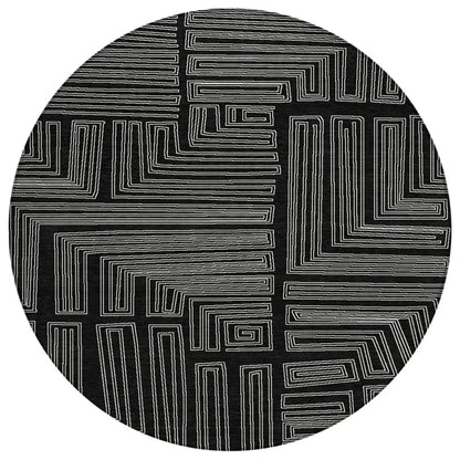 Clayra Black Washable Indoor-Outdoor Rug-Outdoor Rugs-LOOMLAN Rugs-8' x 8'-LOOMLAN