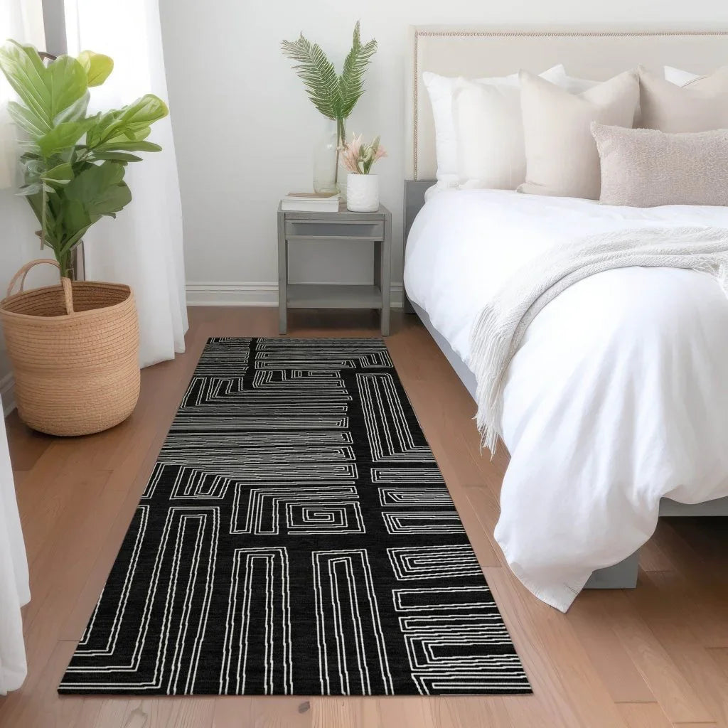 Clayra Black Washable Indoor-Outdoor Rug-Outdoor Rugs-LOOMLAN Rugs-LOOMLAN