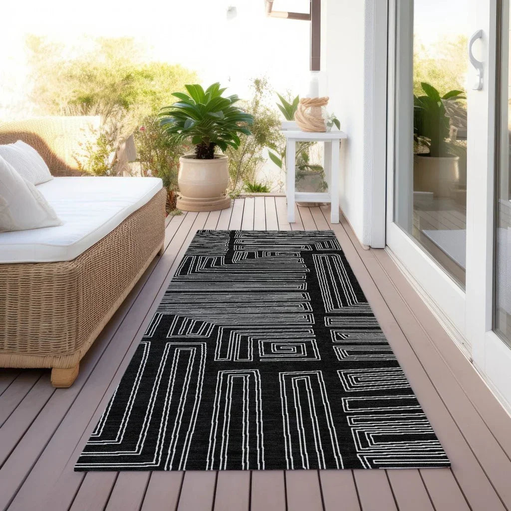 Clayra Black Washable Indoor-Outdoor Rug-Outdoor Rugs-LOOMLAN Rugs-LOOMLAN