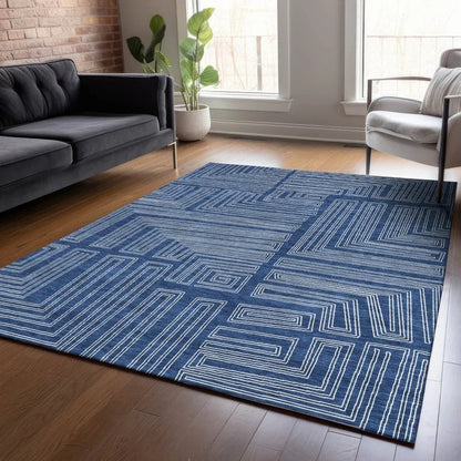 Clayra Blue Washable Indoor-Outdoor Rug-Outdoor Rugs-LOOMLAN Rugs-LOOMLAN