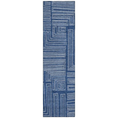Clayra Blue Washable Indoor-Outdoor Rug-Outdoor Rugs-LOOMLAN Rugs-2'3" x 7'6"-LOOMLAN