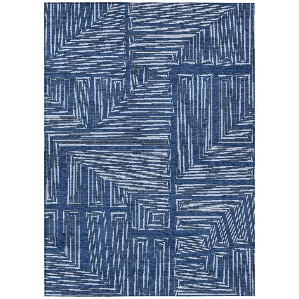 Clayra Blue Washable Indoor-Outdoor Rug-Outdoor Rugs-LOOMLAN Rugs-2'6" x 3'10"-LOOMLAN
