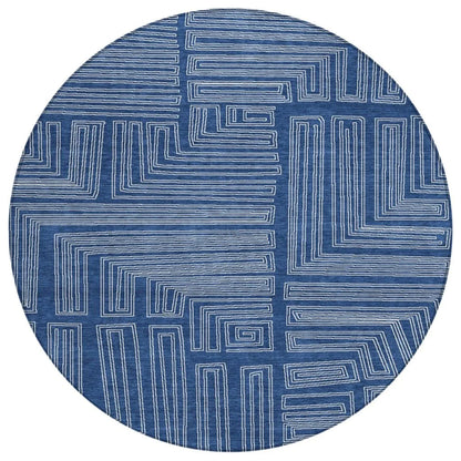 Clayra Blue Washable Indoor-Outdoor Rug-Outdoor Rugs-LOOMLAN Rugs-8' x 8'-LOOMLAN