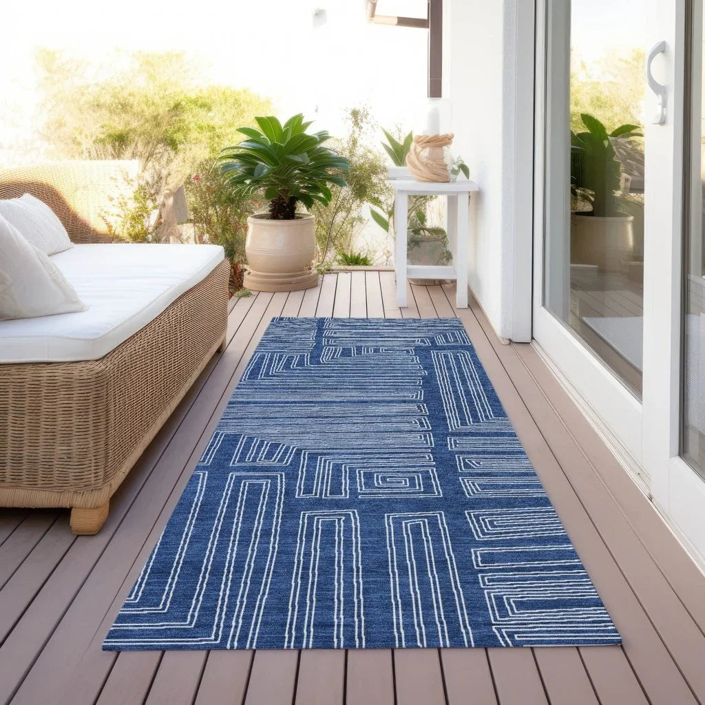 Clayra Blue Washable Indoor-Outdoor Rug-Outdoor Rugs-LOOMLAN Rugs-LOOMLAN