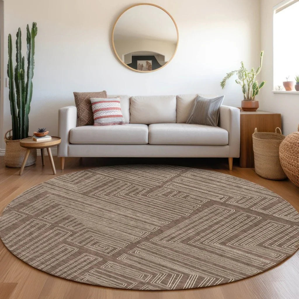 Clayra Brown Washable Indoor-Outdoor Rug-Outdoor Rugs-LOOMLAN Rugs-LOOMLAN