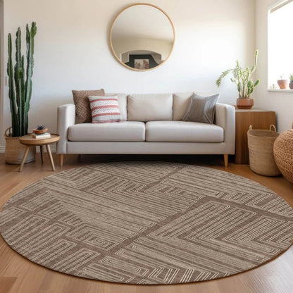 Clayra Brown Washable Indoor-Outdoor Rug-Outdoor Rugs-LOOMLAN Rugs-LOOMLAN