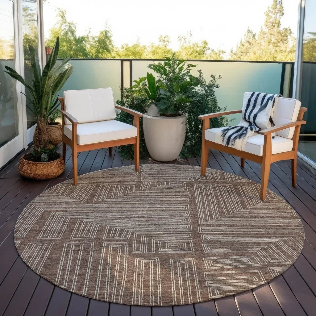 Clayra Brown Washable Indoor-Outdoor Rug-Outdoor Rugs-LOOMLAN Rugs-LOOMLAN