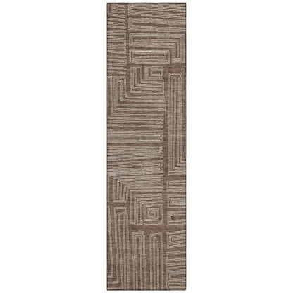 Clayra Brown Washable Indoor-Outdoor Rug-Outdoor Rugs-LOOMLAN Rugs-2'3" x 7'6"-LOOMLAN
