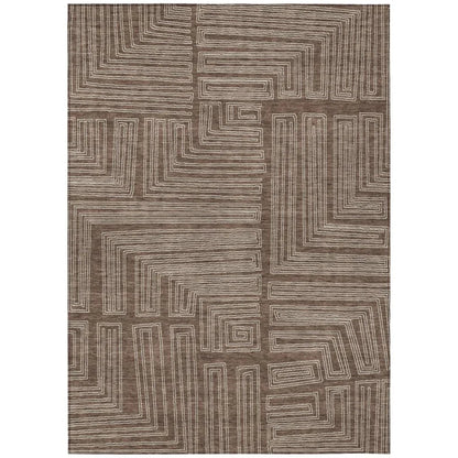 Clayra Brown Washable Indoor-Outdoor Rug-Outdoor Rugs-LOOMLAN Rugs-2'6" x 3'10"-LOOMLAN