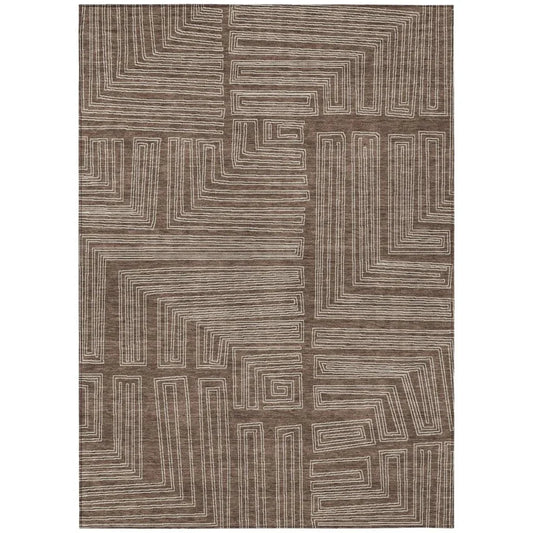 Clayra Brown Washable Indoor-Outdoor Rug-Outdoor Rugs-LOOMLAN Rugs-2'6" x 3'10"-LOOMLAN