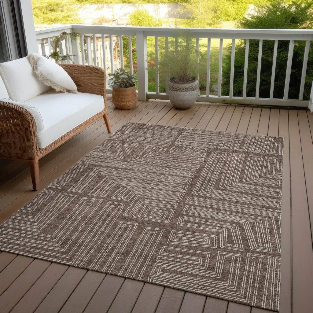 Clayra Brown Washable Indoor-Outdoor Rug-Outdoor Rugs-LOOMLAN Rugs-LOOMLAN