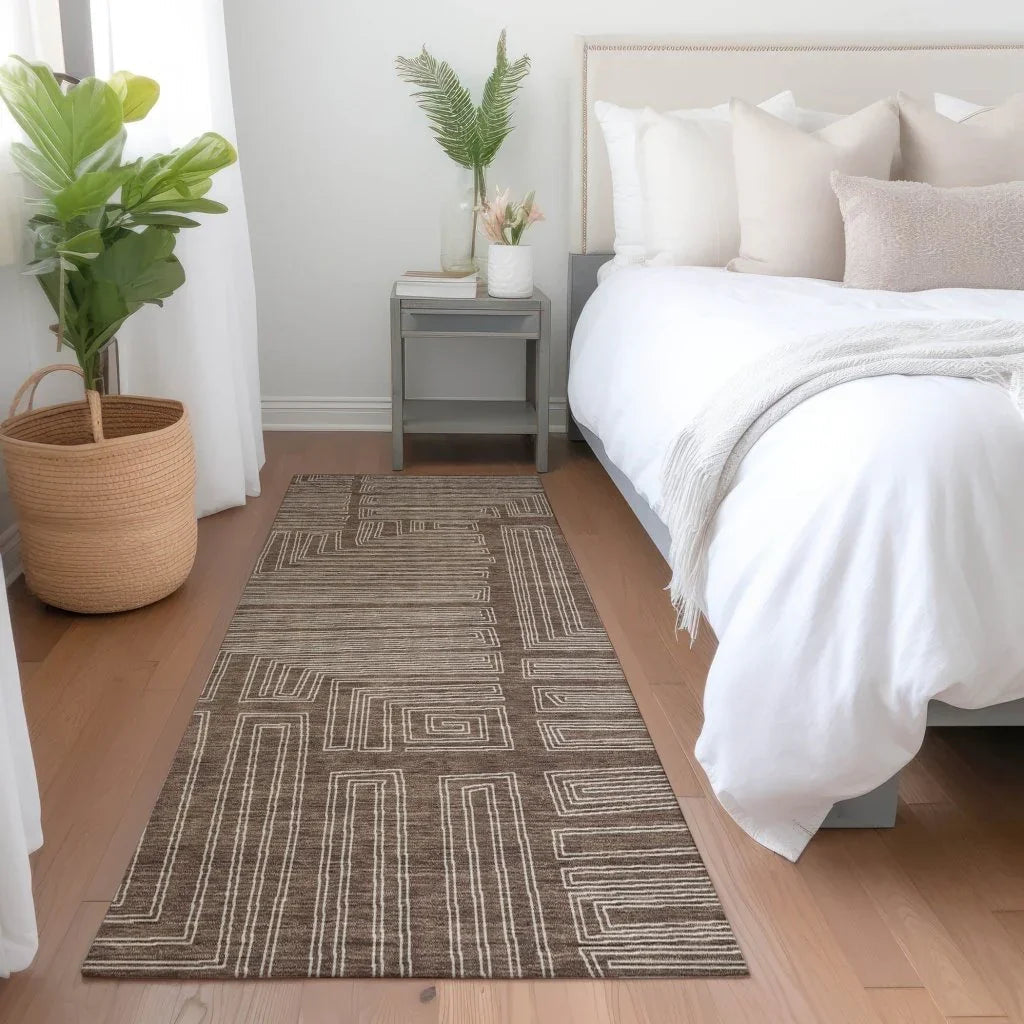 Clayra Brown Washable Indoor-Outdoor Rug-Outdoor Rugs-LOOMLAN Rugs-LOOMLAN