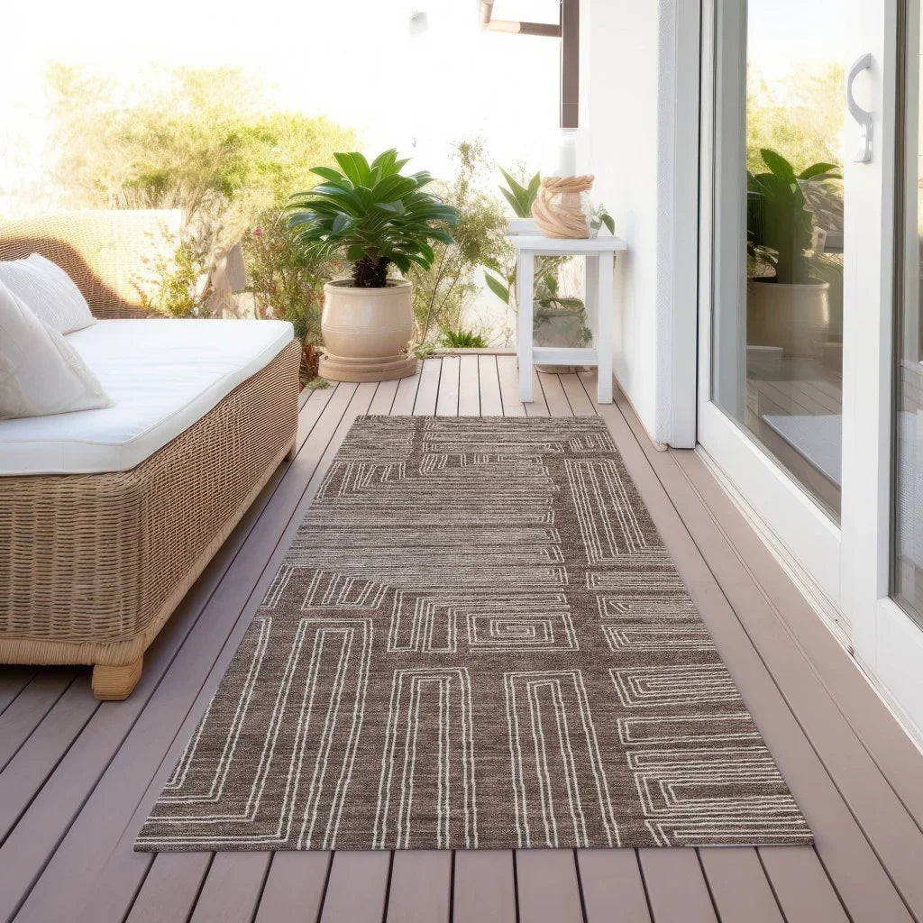 Clayra Brown Washable Indoor-Outdoor Rug-Outdoor Rugs-LOOMLAN Rugs-LOOMLAN
