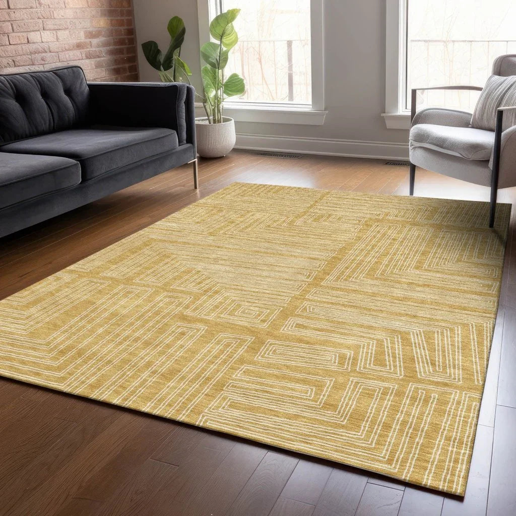 Clayra Gold Washable Indoor-Outdoor Rug-Outdoor Rugs-LOOMLAN Rugs-LOOMLAN