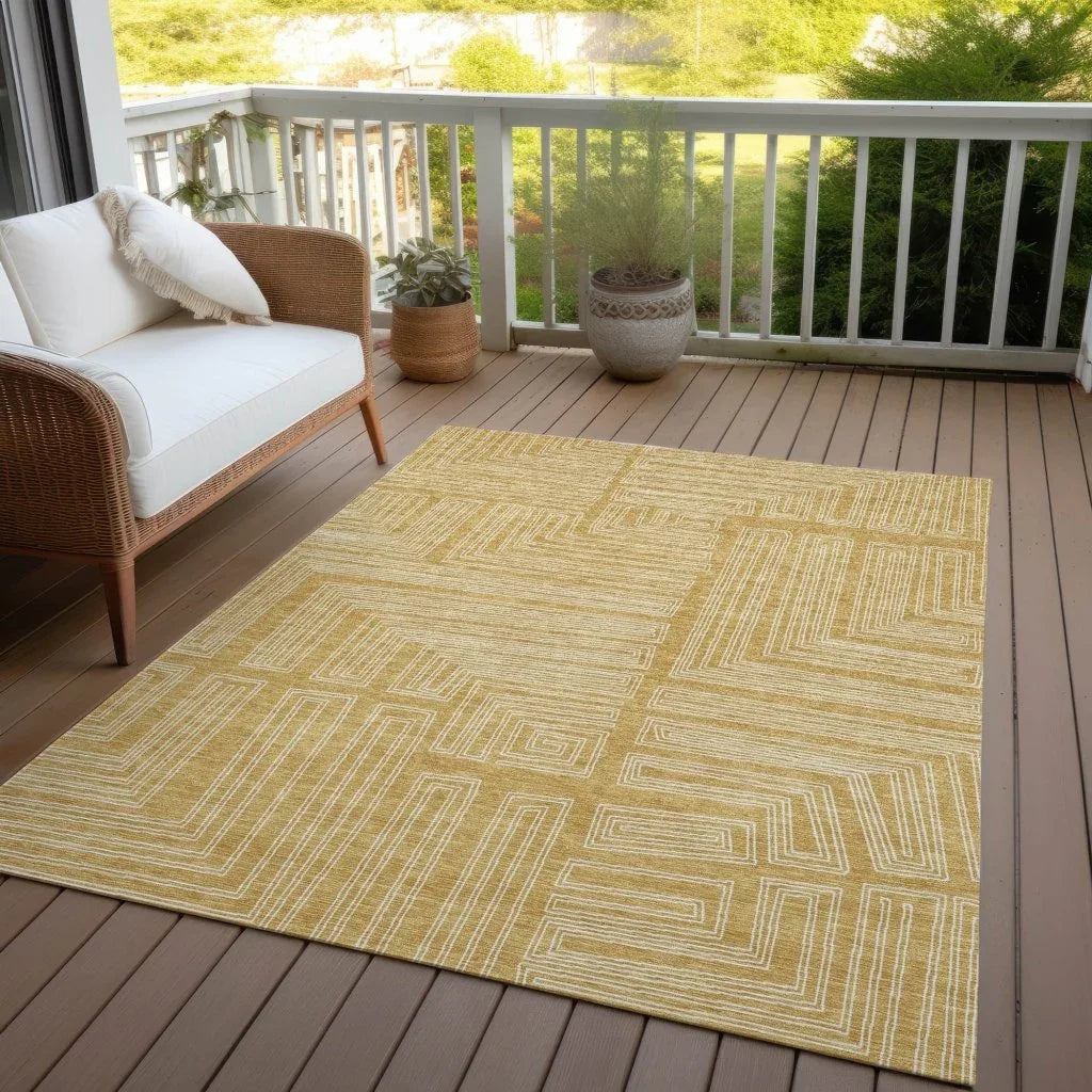 Clayra Gold Washable Indoor-Outdoor Rug-Outdoor Rugs-LOOMLAN Rugs-LOOMLAN