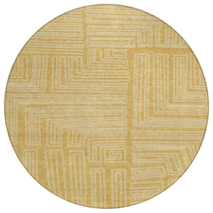 Clayra Gold Washable Indoor-Outdoor Rug-Outdoor Rugs-LOOMLAN Rugs-8' x 8'-LOOMLAN