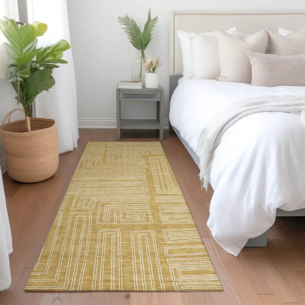 Clayra Gold Washable Indoor-Outdoor Rug-Outdoor Rugs-LOOMLAN Rugs-LOOMLAN