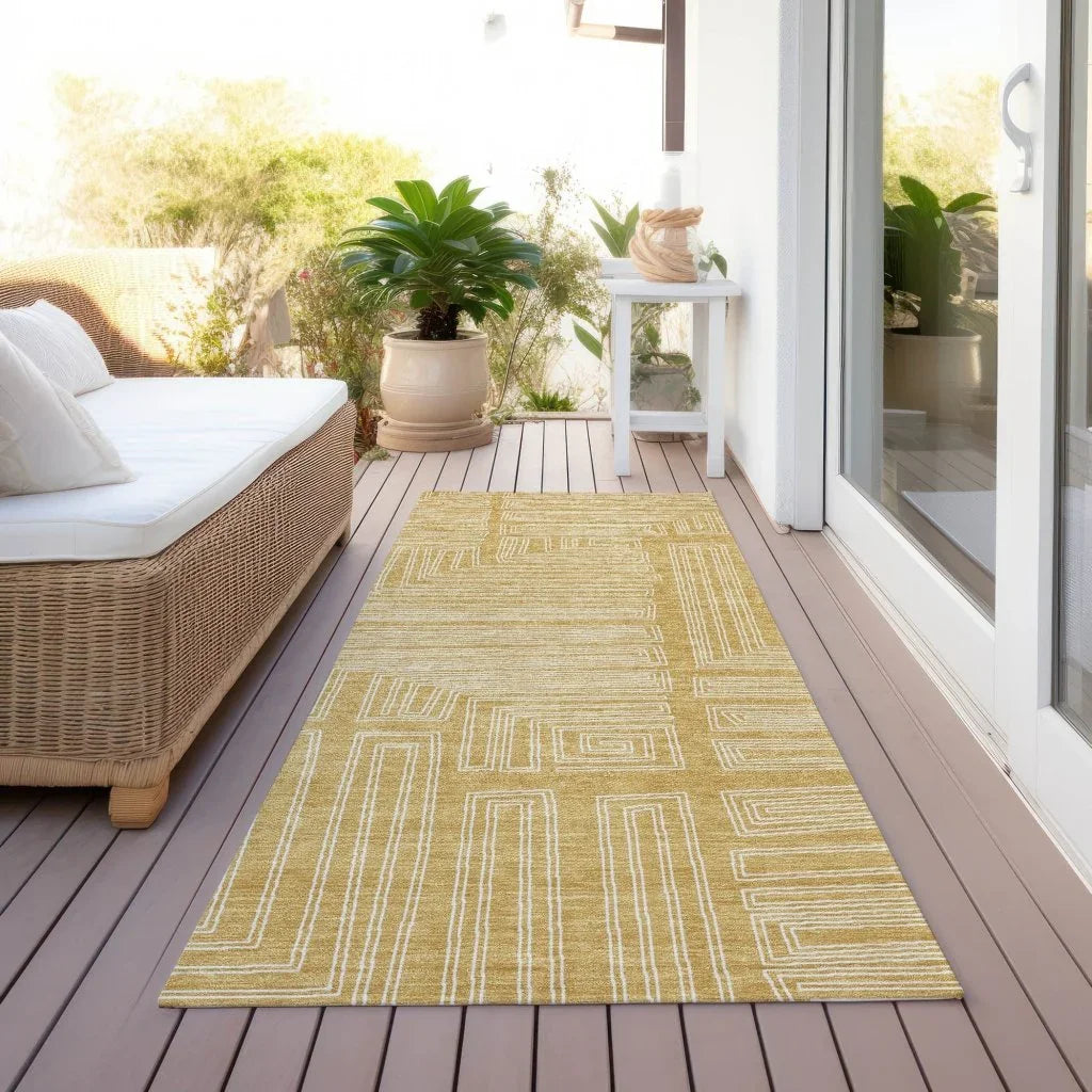 Clayra Gold Washable Indoor-Outdoor Rug-Outdoor Rugs-LOOMLAN Rugs-LOOMLAN