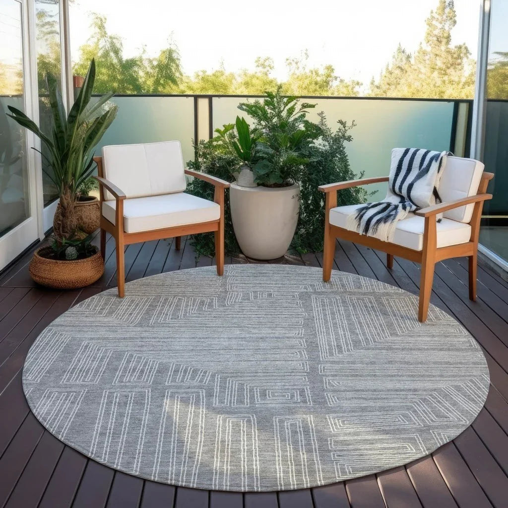 Clayra Gray Washable Indoor-Outdoor Rug-Outdoor Rugs-LOOMLAN Rugs-LOOMLAN
