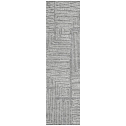 Clayra Gray Washable Indoor-Outdoor Rug-Outdoor Rugs-LOOMLAN Rugs-2'3" x 7'6"-LOOMLAN