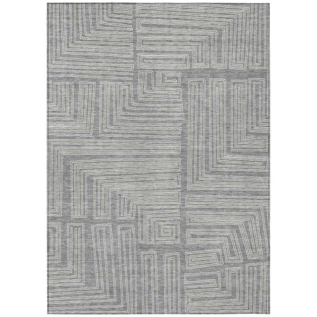 Clayra Gray Washable Indoor-Outdoor Rug-Outdoor Rugs-LOOMLAN Rugs-2'6" x 3'10"-LOOMLAN