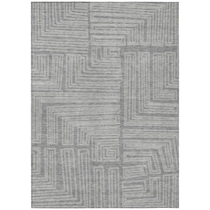 Clayra Gray Washable Indoor-Outdoor Rug-Outdoor Rugs-LOOMLAN Rugs-2'6" x 3'10"-LOOMLAN