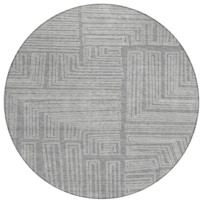 Clayra Gray Washable Indoor-Outdoor Rug-Outdoor Rugs-LOOMLAN Rugs-8' x 8'-LOOMLAN