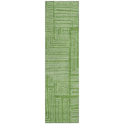Clayra Green Washable Indoor-Outdoor Rug-Outdoor Rugs-LOOMLAN Rugs-2'3" x 7'6"-LOOMLAN