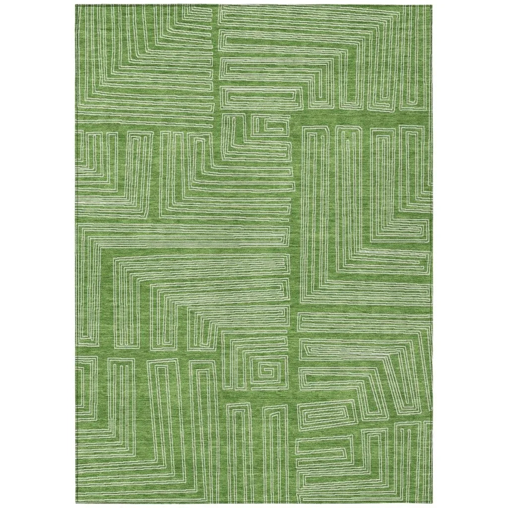 Clayra Green Washable Indoor-Outdoor Rug-Outdoor Rugs-LOOMLAN Rugs-2'6" x 3'10"-LOOMLAN