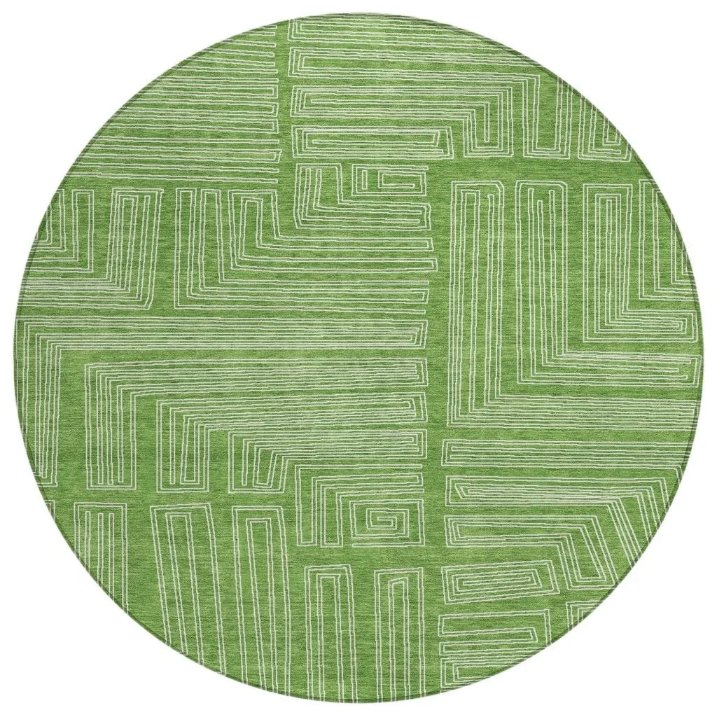 Clayra Green Washable Indoor-Outdoor Rug-Outdoor Rugs-LOOMLAN Rugs-8' x 8'-LOOMLAN
