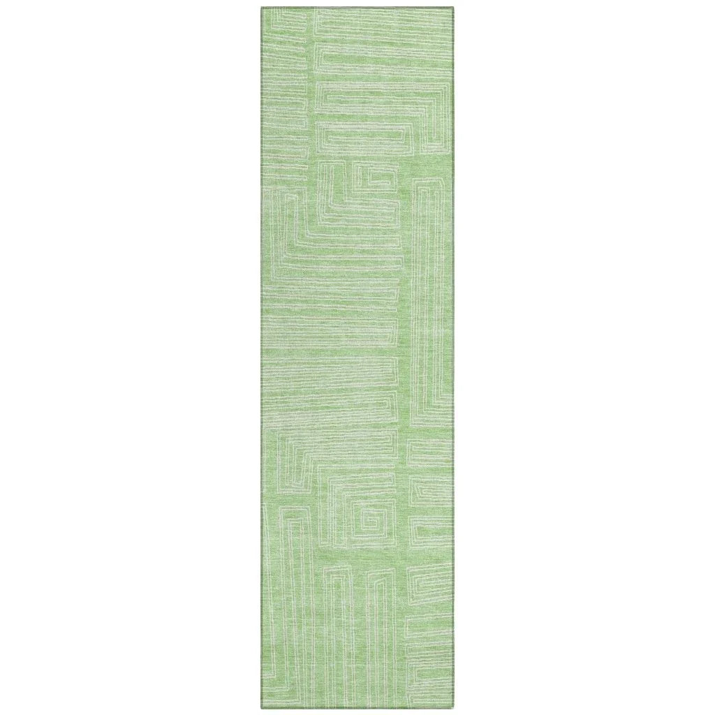 Clayra Mint Washable Indoor-Outdoor Rug-Outdoor Rugs-LOOMLAN Rugs-2'3" x 7'6"-LOOMLAN
