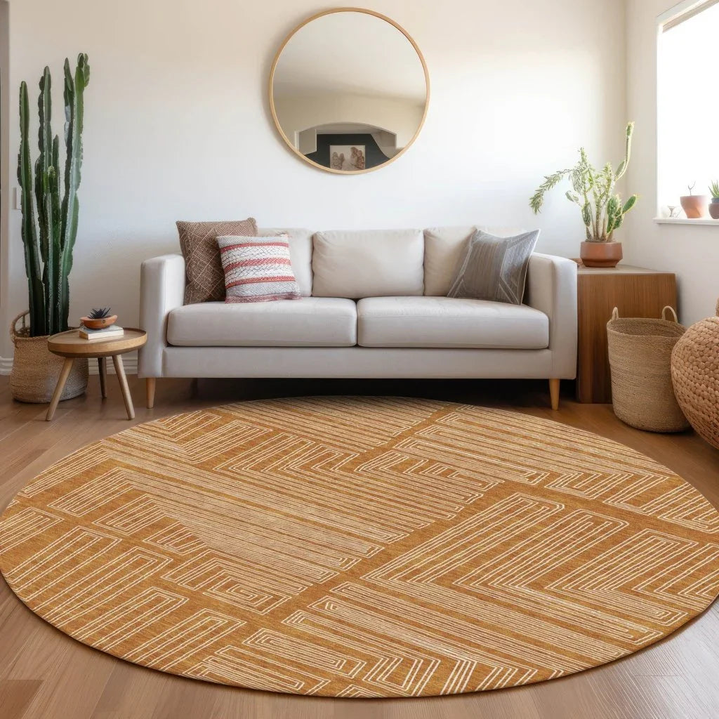 Clayra Orange Washable Indoor-Outdoor Rug-Outdoor Rugs-LOOMLAN Rugs-LOOMLAN