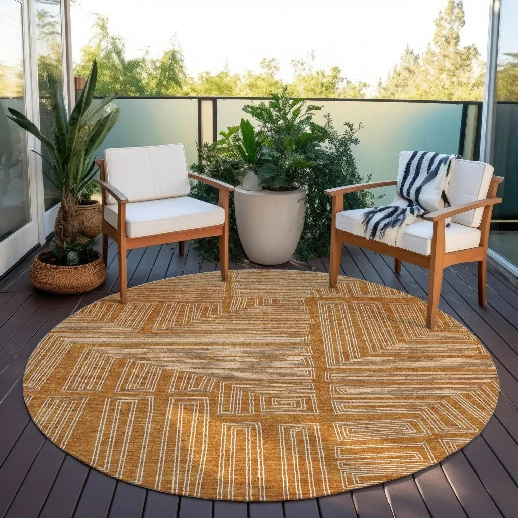 Clayra Orange Washable Indoor-Outdoor Rug-Outdoor Rugs-LOOMLAN Rugs-LOOMLAN