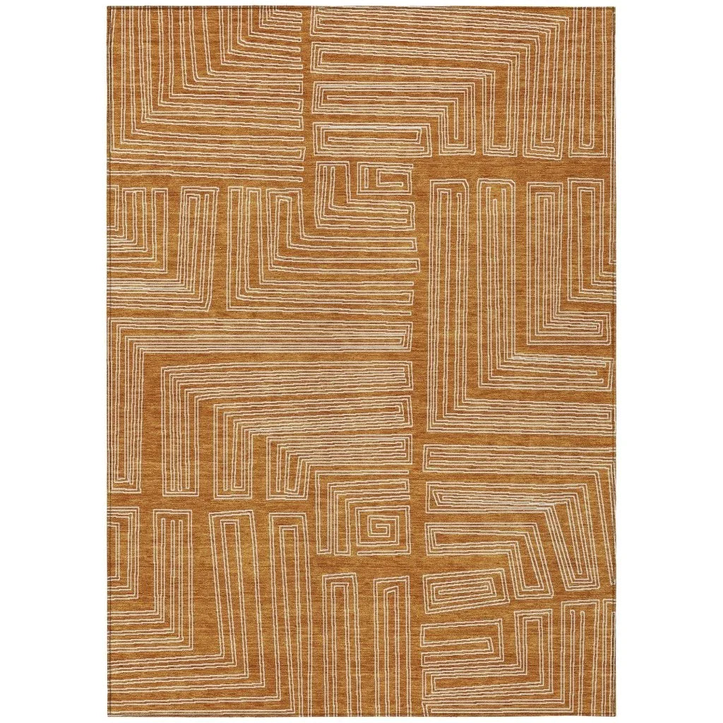 Clayra Orange Washable Indoor-Outdoor Rug-Outdoor Rugs-LOOMLAN Rugs-2'6" x 3'10"-LOOMLAN