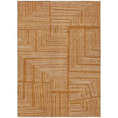 Clayra Orange Washable Indoor-Outdoor Rug-Outdoor Rugs-LOOMLAN Rugs-2'6" x 3'10"-LOOMLAN