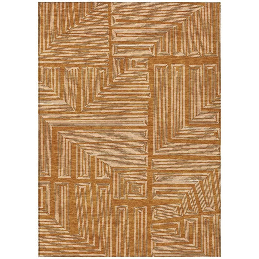 Clayra Orange Washable Indoor-Outdoor Rug-Outdoor Rugs-LOOMLAN Rugs-2'6" x 3'10"-LOOMLAN