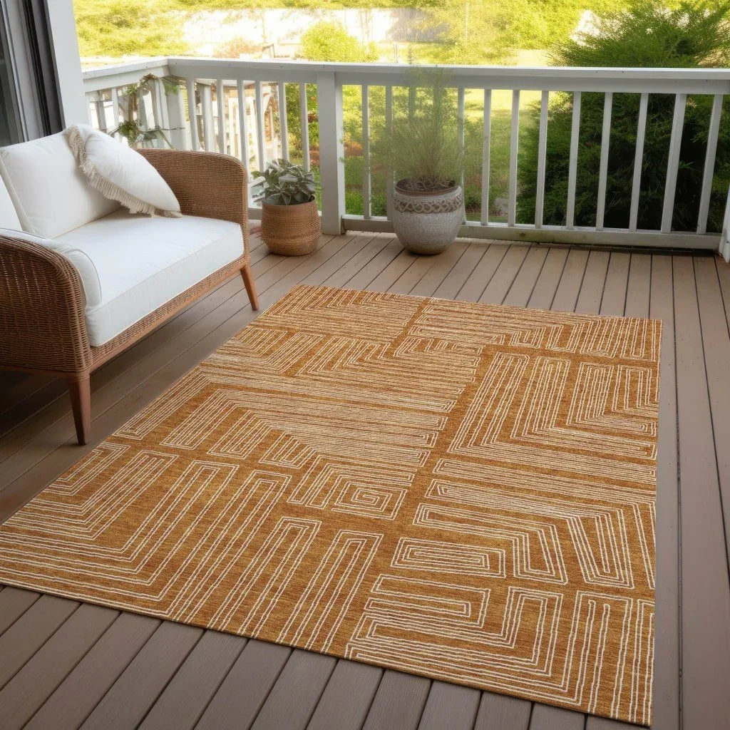 Clayra Orange Washable Indoor-Outdoor Rug-Outdoor Rugs-LOOMLAN Rugs-LOOMLAN