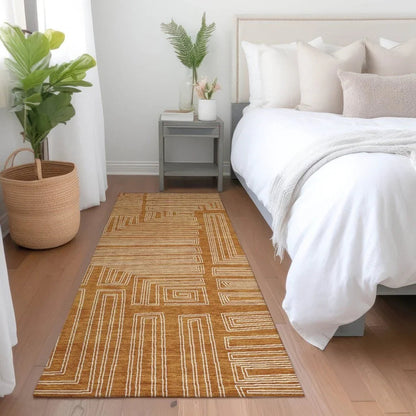 Clayra Orange Washable Indoor-Outdoor Rug-Outdoor Rugs-LOOMLAN Rugs-LOOMLAN