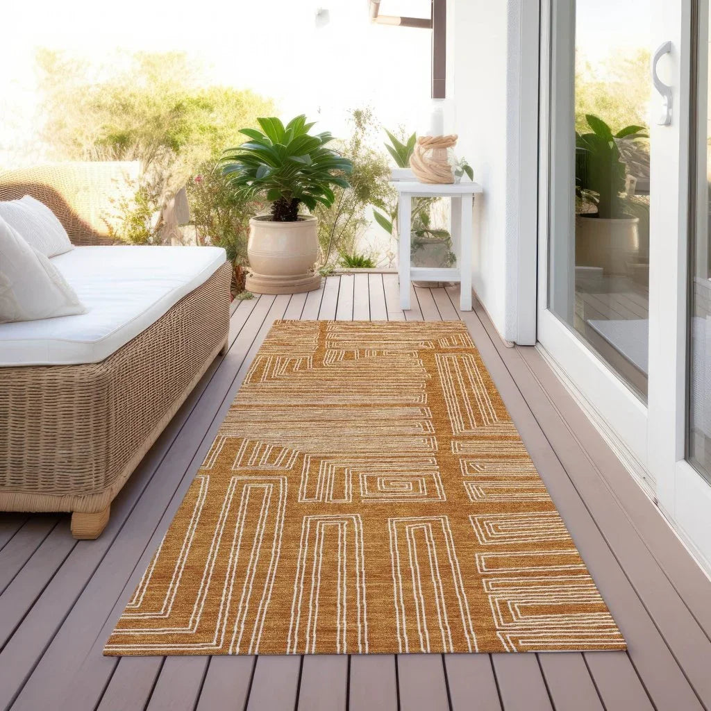 Clayra Orange Washable Indoor-Outdoor Rug-Outdoor Rugs-LOOMLAN Rugs-LOOMLAN