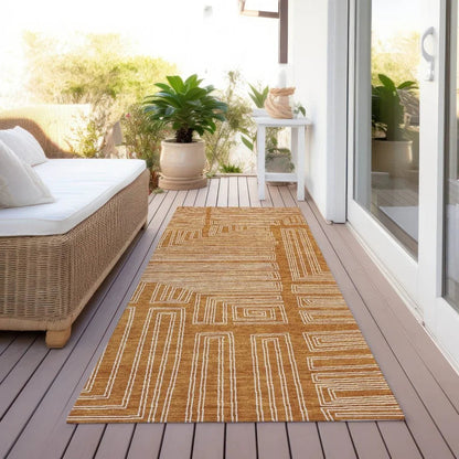 Clayra Orange Washable Indoor-Outdoor Rug-Outdoor Rugs-LOOMLAN Rugs-LOOMLAN