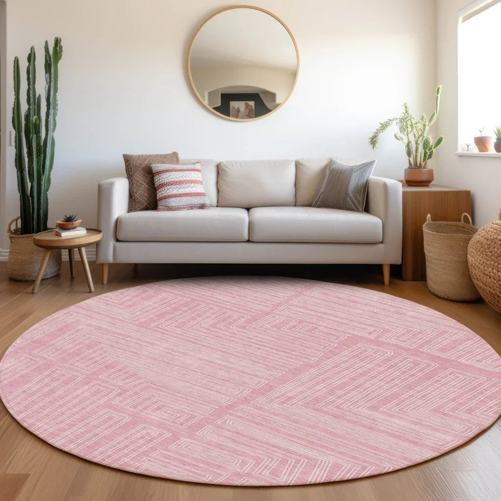 Clayra Pink Washable Indoor-Outdoor Rug-Outdoor Rugs-LOOMLAN Rugs-LOOMLAN