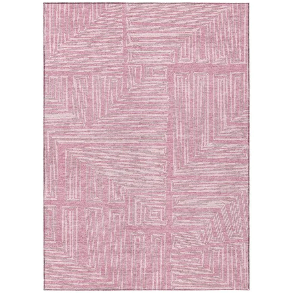 Clayra Pink Washable Indoor-Outdoor Rug-Outdoor Rugs-LOOMLAN Rugs-2'6" x 3'10"-LOOMLAN