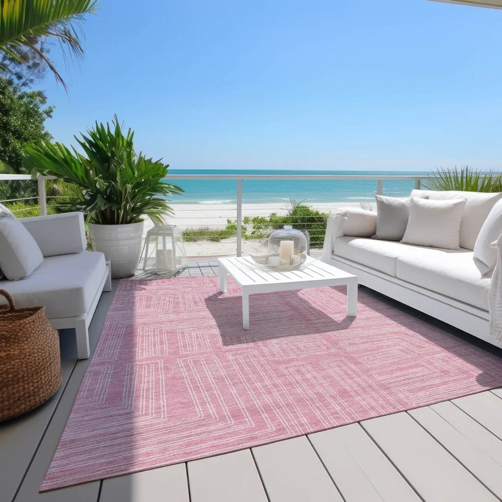 Clayra Pink Washable Indoor-Outdoor Rug-Outdoor Rugs-LOOMLAN Rugs-LOOMLAN