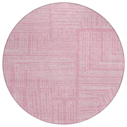 Clayra Pink Washable Indoor-Outdoor Rug-Outdoor Rugs-LOOMLAN Rugs-8' x 8'-LOOMLAN