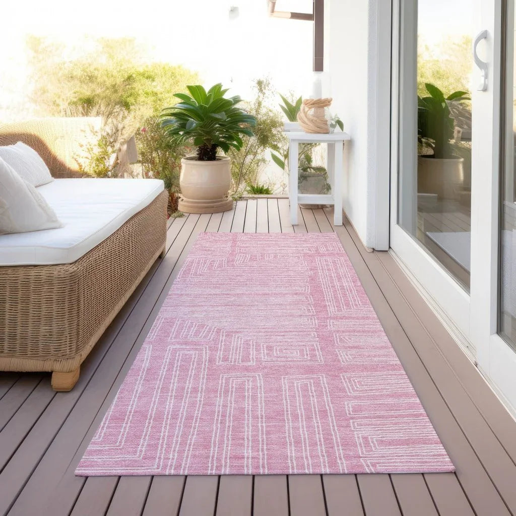 Clayra Pink Washable Indoor-Outdoor Rug-Outdoor Rugs-LOOMLAN Rugs-LOOMLAN