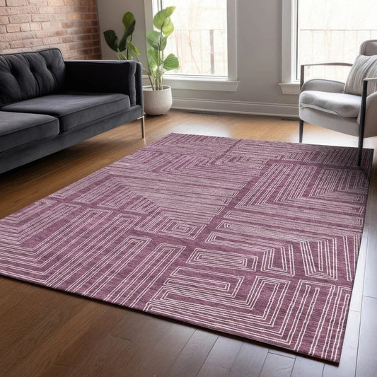Clayra Purple Washable Indoor-Outdoor Rug-Outdoor Rugs-LOOMLAN Rugs-LOOMLAN